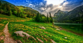 Mountain range with water